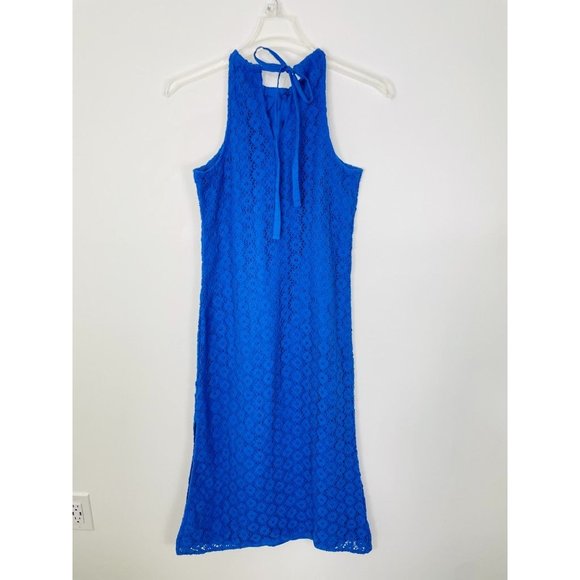 A New Day Women's Dress Small Crochet Midi Halter Blue Sleeveless Sundress New - Picture 8 of 15